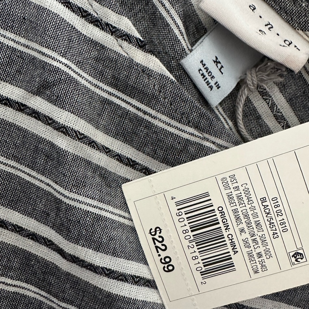 A New Day striped crop flutter sleeve tee NWT